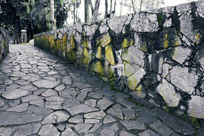 Footpath leading to stone wall