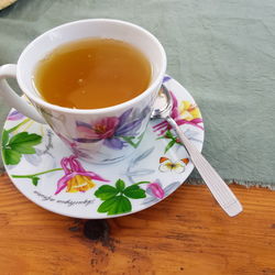 High angle view of tea on table