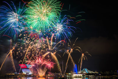 Firework display at night