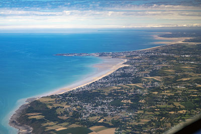 Aerial view of sea against sky