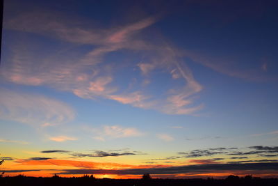Low angle view of dramatic sky during sunset
