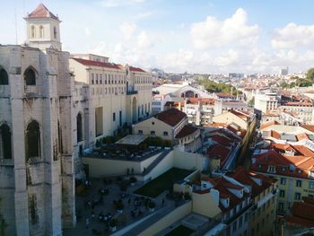 High angle view of buildings in city