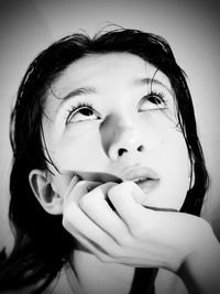 Close-up portrait of a beautiful young woman