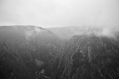 High angle view of mountains against sky