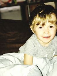 Portrait of cute boy at home