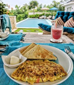 Close-up of breakfast on table