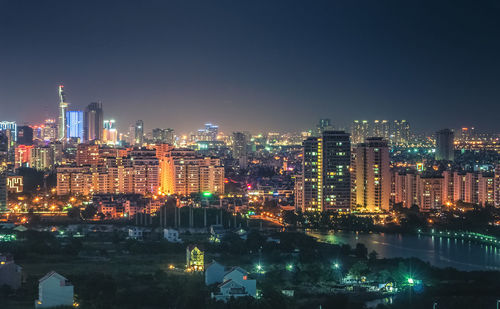City lit up at night
