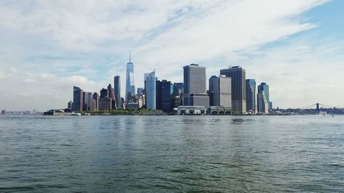 City skyline at dusk