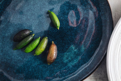 High angle view of fruits on table