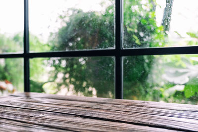 Close-up of wet glass window