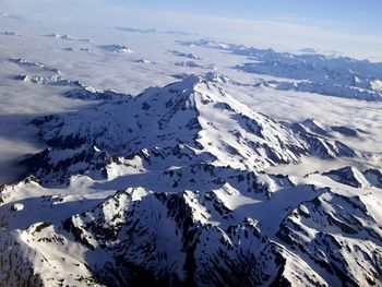 Aerial view of snow covered landscape