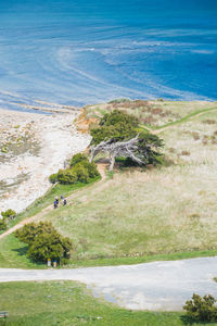 High angle view of beach