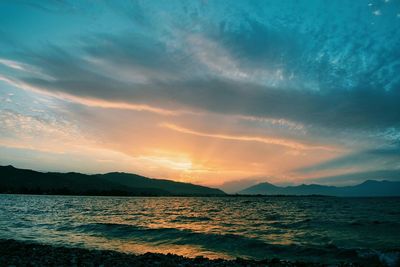 Scenic view of sea at sunset