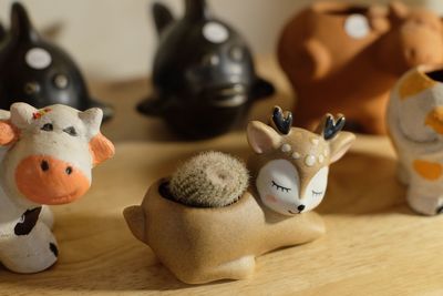 High angle view of stuffed toy on table