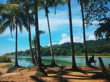 Scenic view of lake against sky