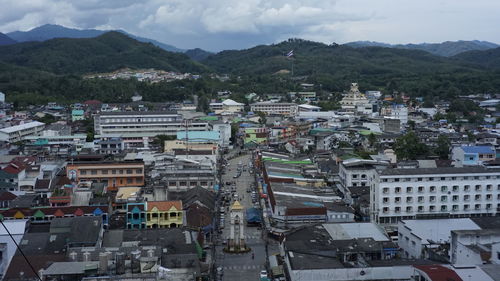 High angle view of townscape against sky