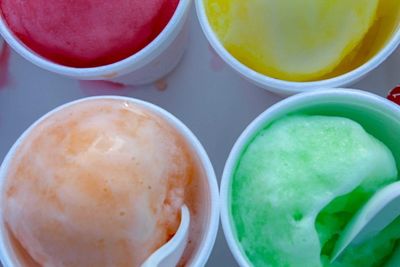 High angle view of fruits in bowl
