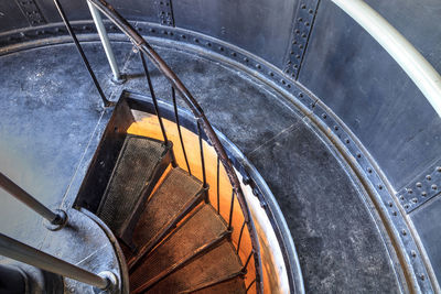 High angle view of staircase in water