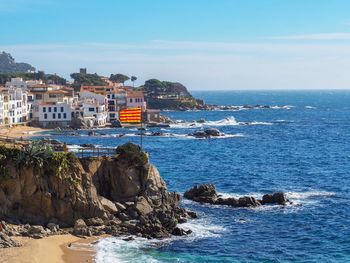 Scenic view of sea against clear sky