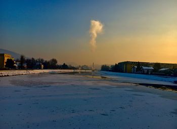 Scenic view of winter against sky