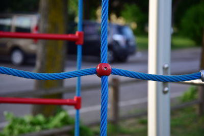 Close-up of jungle gym at park