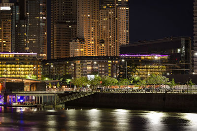 Illuminated cityscape at night