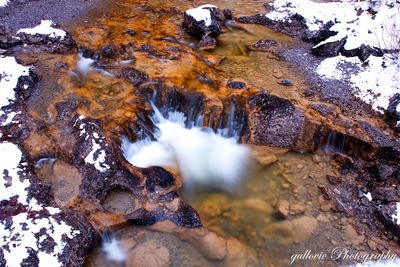 Close-up of waterfall in winter