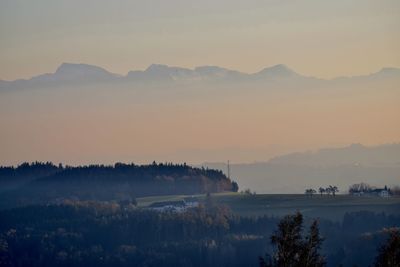 Scenic view of landscape against sky during sunset