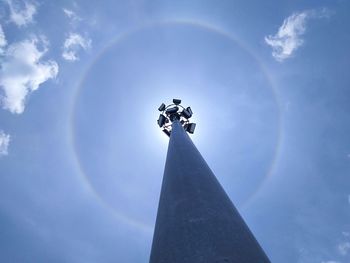 Low angle view of cross against sky