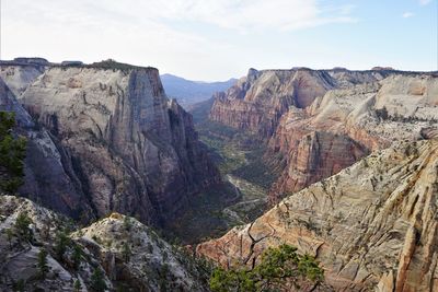 Scenic view of rocky mountains against sky