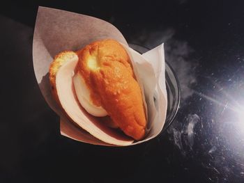 Close-up of bread in plate