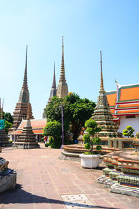 View of temple building against clear sky