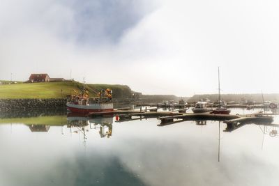 View of boats in calm sea