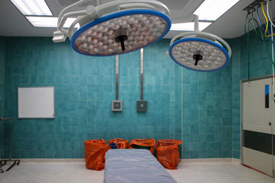 Beds and instruments for surgery in the hospital operating room