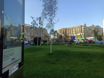 Buildings in a park