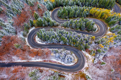 High angle view of vehicles on road