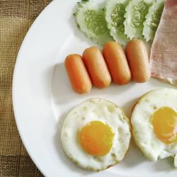 Close-up of breakfast served on plate