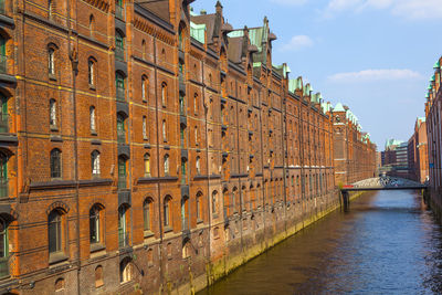 Famous old speicherstadt in hamburg, build with red bricks