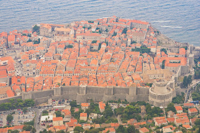 High angle view of buildings in city