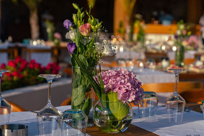 Close-up of flower vase on table