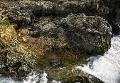 Water flowing through rocks