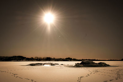 Scenic view of sea against clear sky during sunset