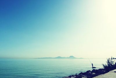 Scenic view of sea against clear sky
