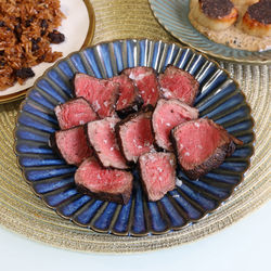 High angle view of food in plate