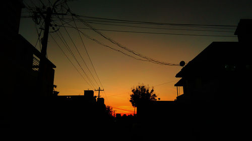 Low angle view of silhouette buildings against sky during sunset