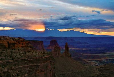 Scenic view of landscape against sky during sunset