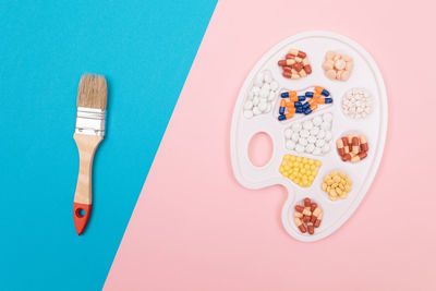 High angle view of food on table