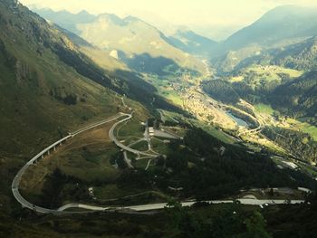 High angle view of mountain road