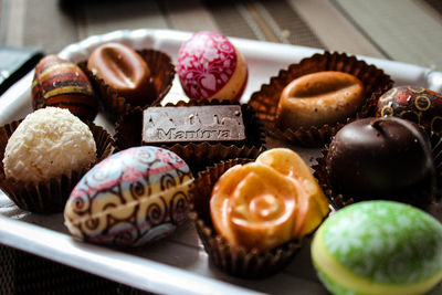 Close-up of cupcakes on table