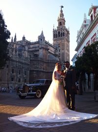 Woman standing in city